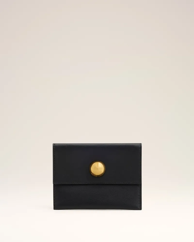 AMI Paris Gefaltetes Carrousel Kartenetui aus schwarzem Leder Schwarz Unisex Schwarz