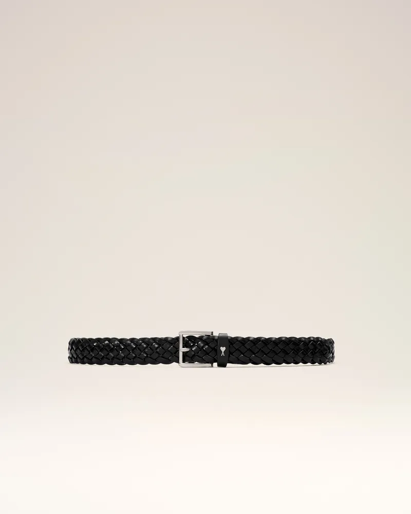 AMI Paris Paris Paris Flechtgürtel aus schwarzem Kalbsleder 30 mm Schwarz Unisex Schwarz