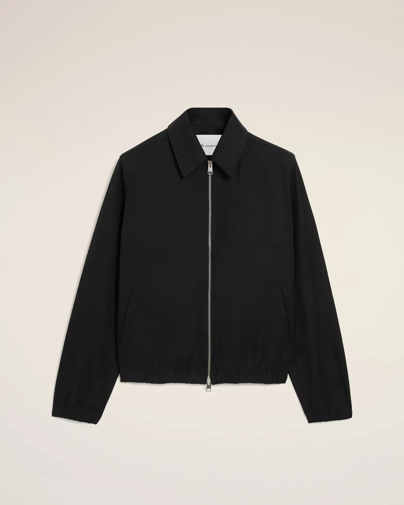 AMI Paris Schwarze Ami De Coeur Baumwolljacke mit Reißverschluss Schwarz für Herren Schwarz