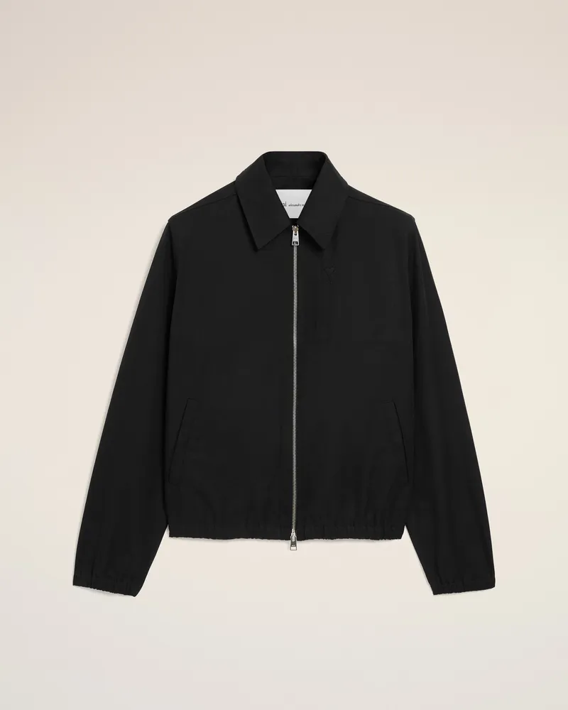 AMI Paris Schwarze Ami De Coeur Baumwolljacke mit Reißverschluss Schwarz für Herren Schwarz
