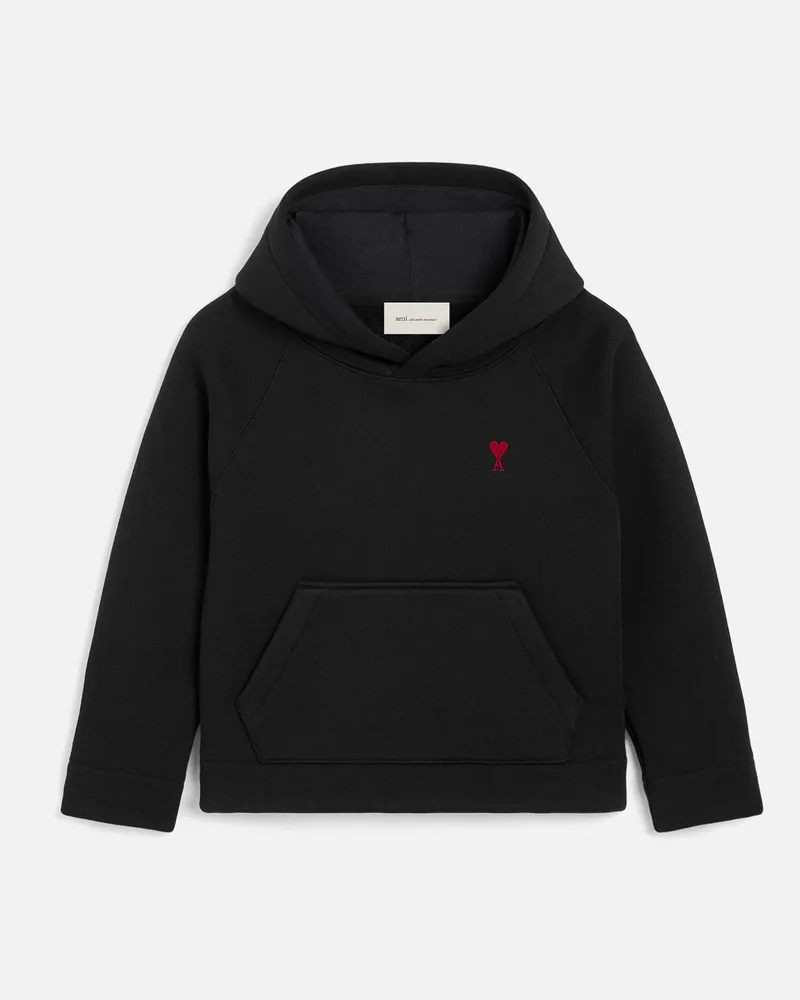 AMI Paris Ami de Coeur Hoodie aus schwarzer Baumwolle Schwarz Unisex Schwarz