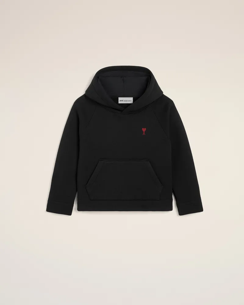 AMI Paris Ami de Coeur Hoodie aus schwarzer Baumwolle Schwarz Unisex Schwarz