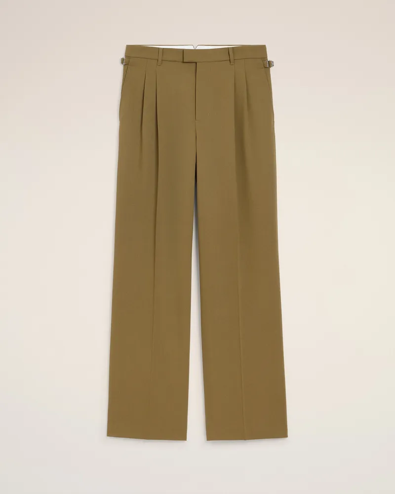 AMI Paris Weite Hose aus grüner Wolle mit niedriger Taille Grün für Herren Bronze