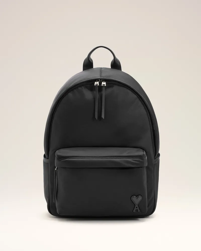 AMI Paris Marcel Rucksack aus schwarzem Nylon Schwarz Unisex Schwarz