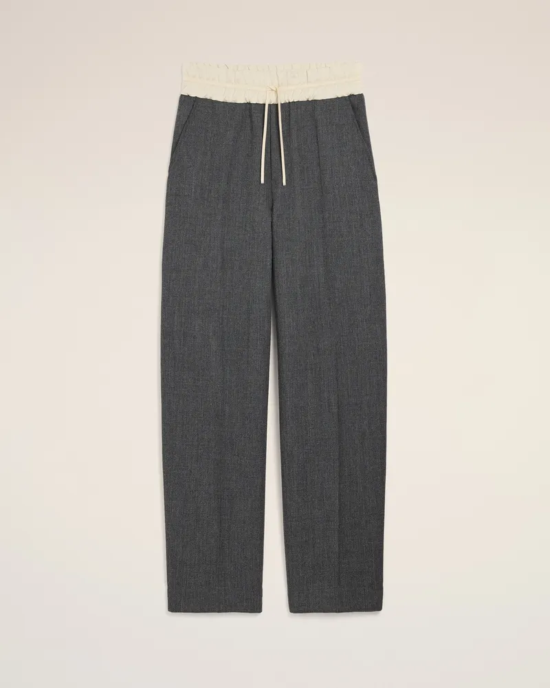 AMI Paris Graue Hose aus Wolle und Satin mit elastischem Bund Grau - Größe für Herren Kohlenstoffgrau