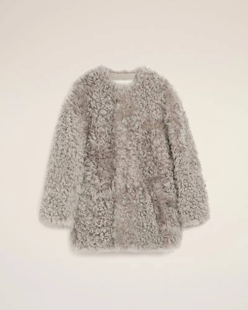 AMI Paris Kurzer Mantel aus grauem Shearling Grau für Damen Grau