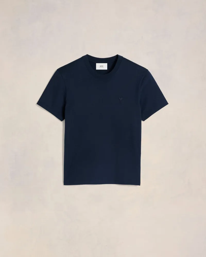 AMI Paris Ami de Coeur T-Shirt aus Baumwolle in Navy Blau Unisex Nachtblau