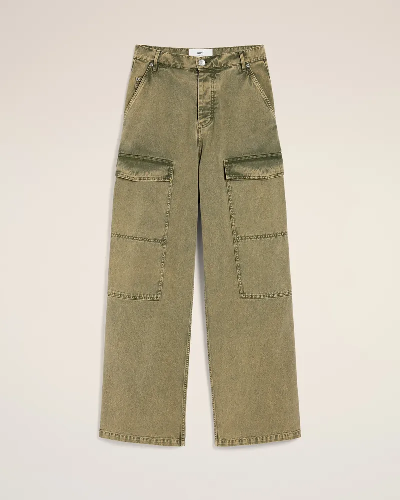 AMI Paris Grüne Cargo-Jeans aus Baumwolle in weiter Passform Grün - Größe für Herren Laurel
