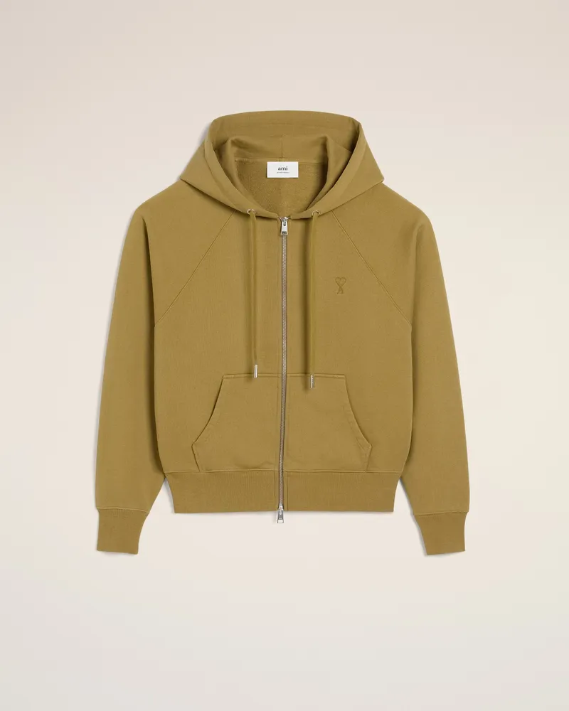 AMI Paris Ami de Coeur Kapuzenpullover aus Baumwolle in Mustard Gelb für Herren Havana