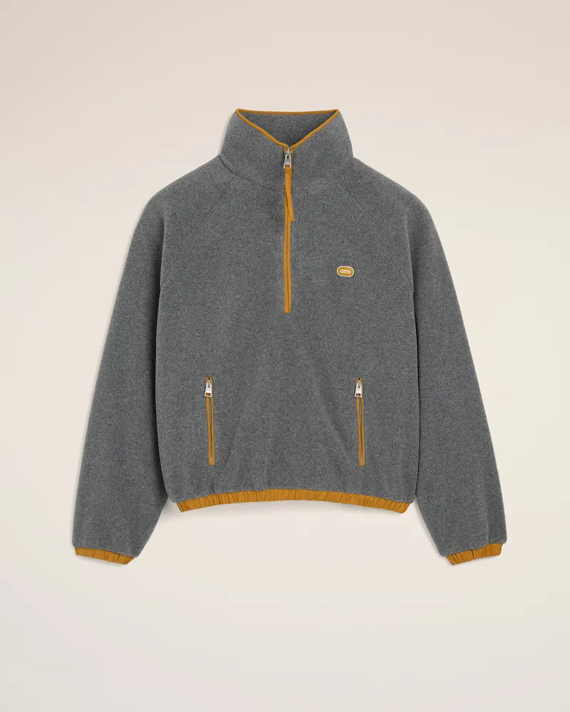 AMI Paris Graue Fleece-Vareuse mit Ami Patch Grau - Größe Unisex Ash