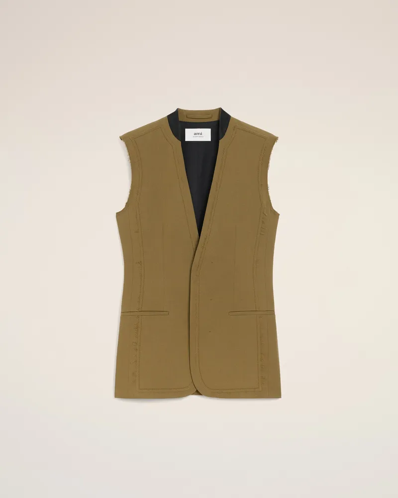 AMI Paris Ärmelloser Blazer aus grüner Wolle  Grün für Damen Bronze