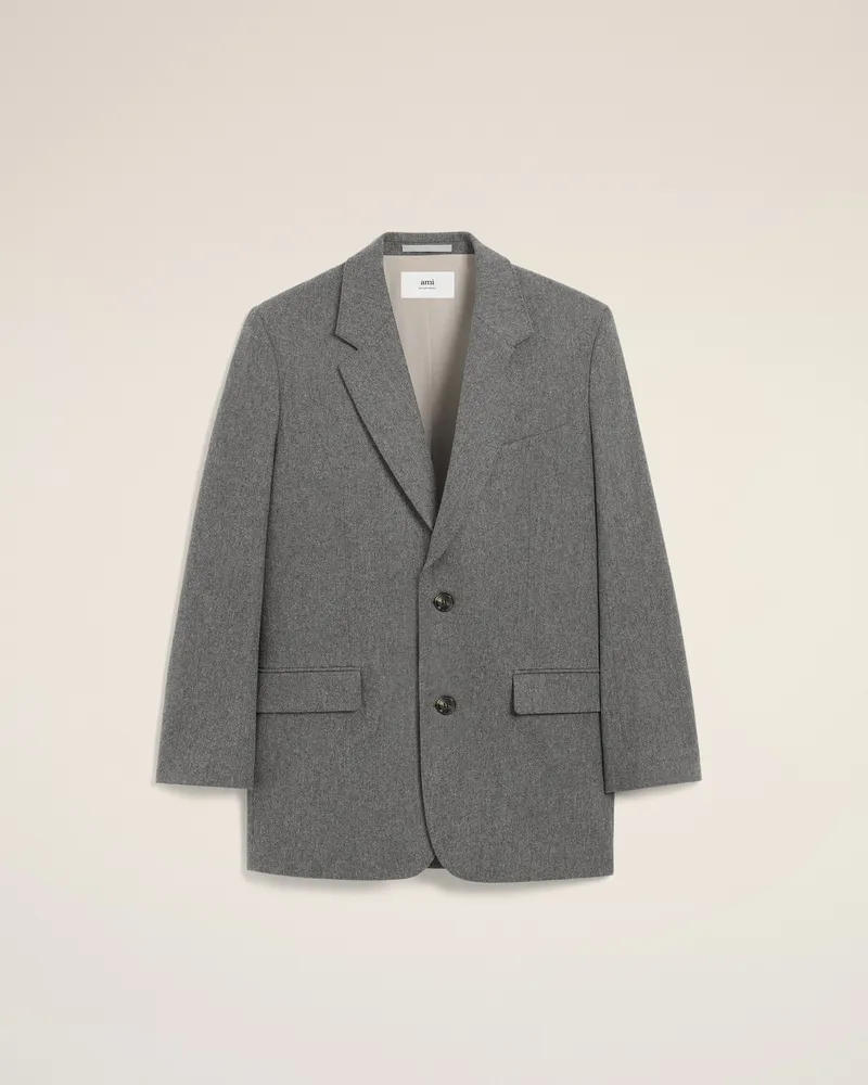 AMI Paris Lockerer einreihiger Blazer aus grauer Wolle Grau für Herren Grau