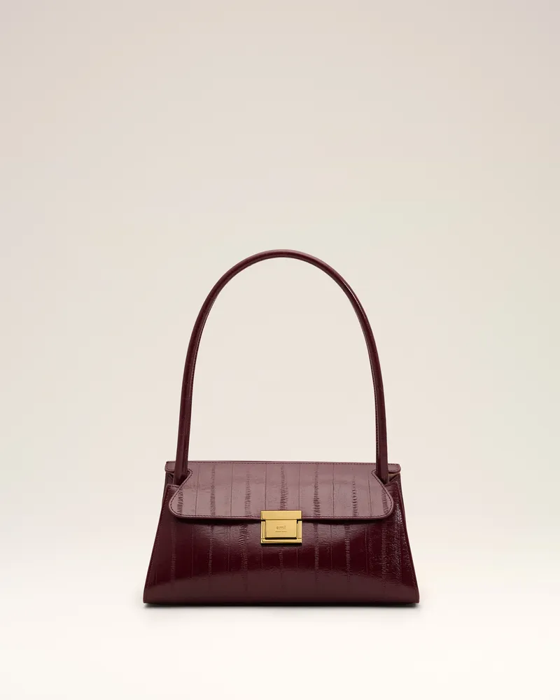 AMI Paris Mimi Tasche aus bordeauxfarbenem Kalbsleder Rot - Größe Unisex Dunkle