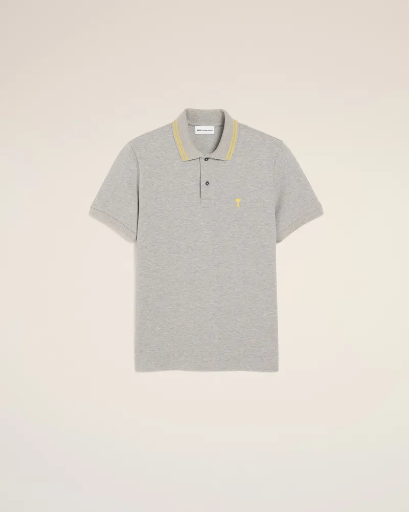 AMI Paris Ami de Coeur Polo aus grauer Baumwolle Grau für Herren Helles