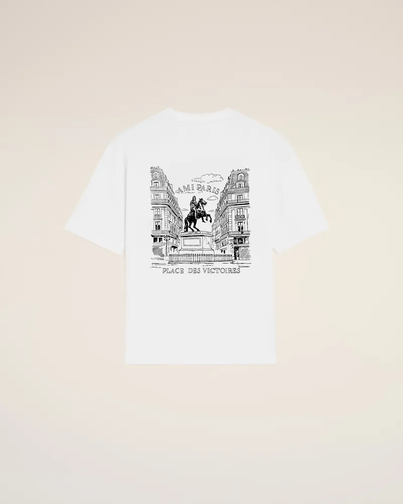 AMI Paris Weißes T-Shirt aus Baumwolle mit „Place des Victoires“-Print Weiß - Größe Unisex Weiss