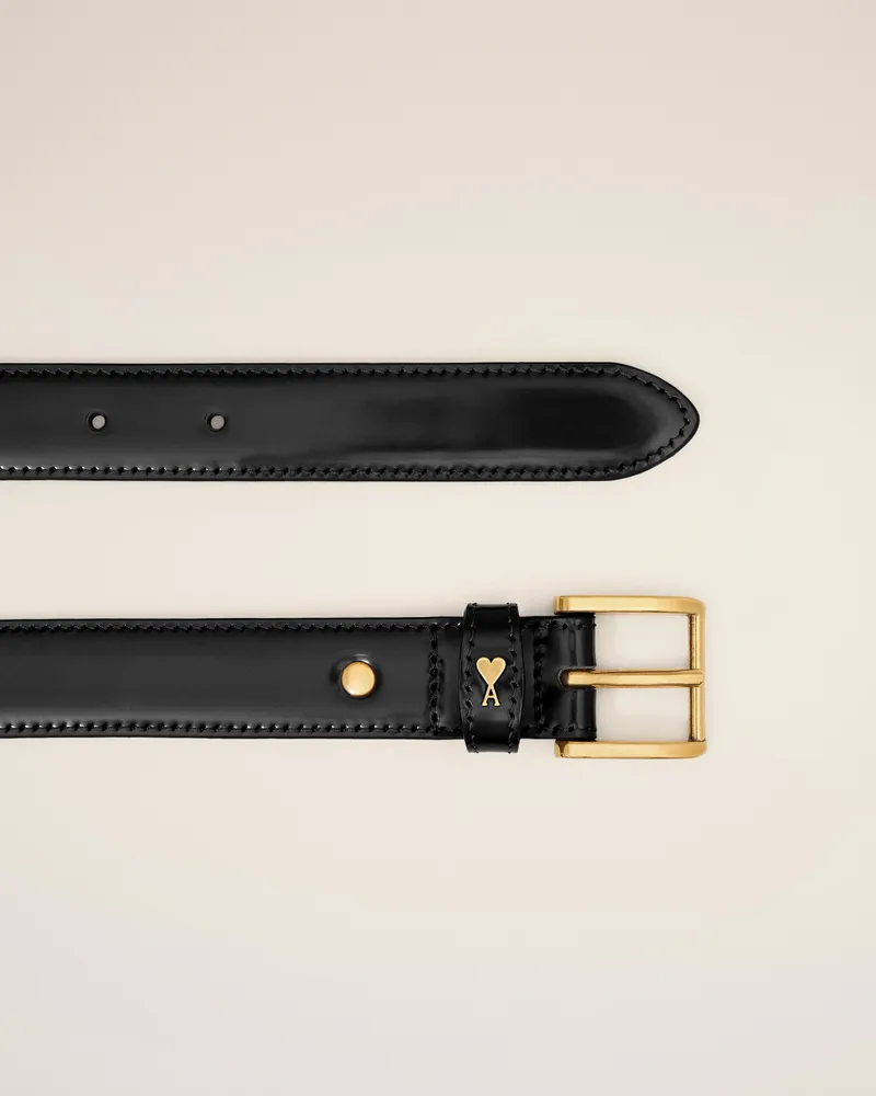 AMI Paris Paris Paris 25 mm Gürtel aus glasiertem Leder in Schwarz Schwarz Unisex Schwarz
