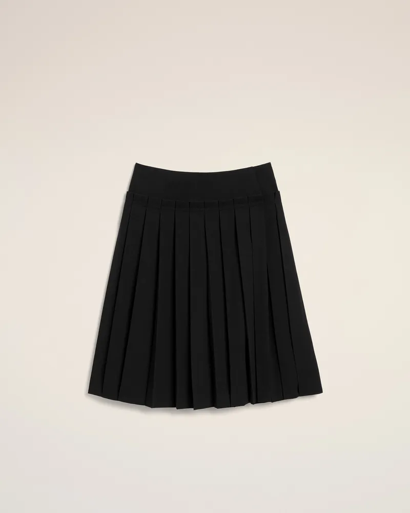 AMI Paris Schwarzer plissierter Midi-Rock aus Wolle Schwarz Unisex Schwarz