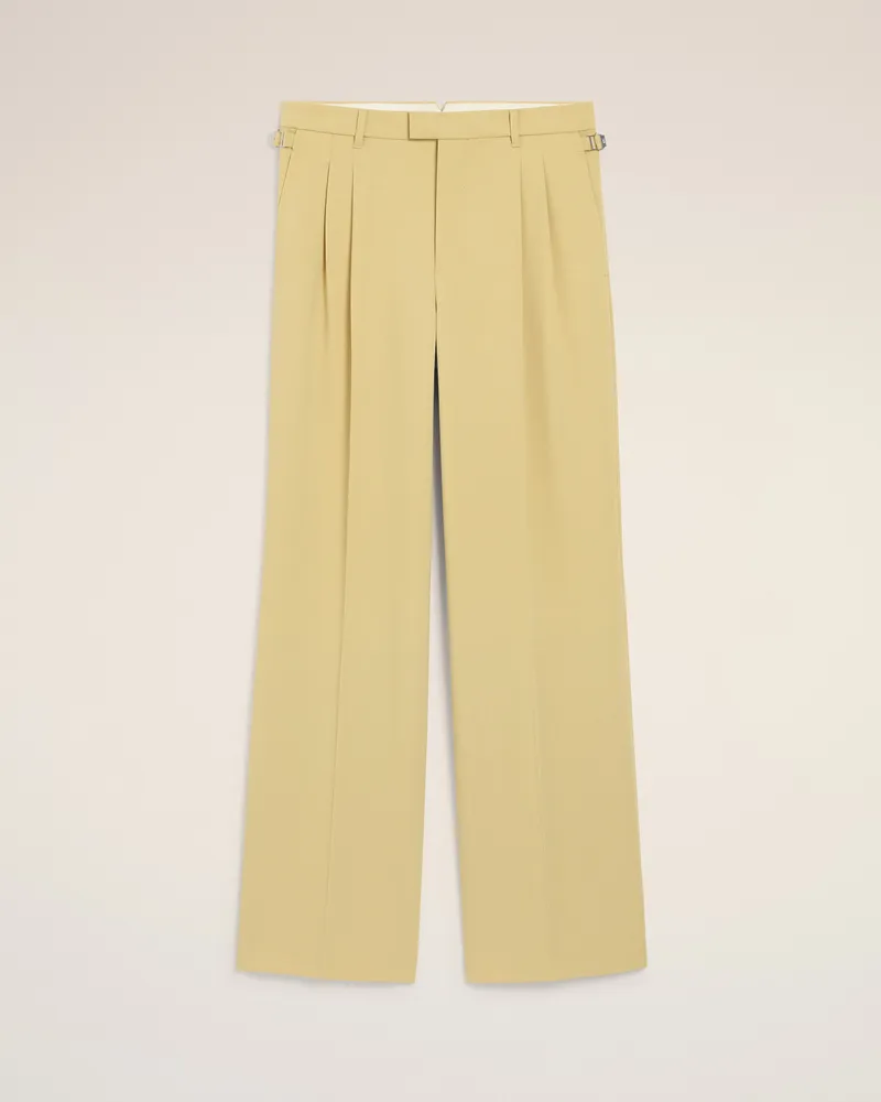 AMI Paris Weite Hose aus grüner Wolle mit niedriger Taille Gelb für Herren Lime