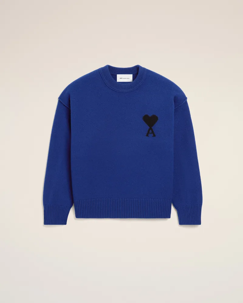 AMI Paris Ami de Coeur Pullover aus blauer Wolle Blau - Größe Unisex Königsblau