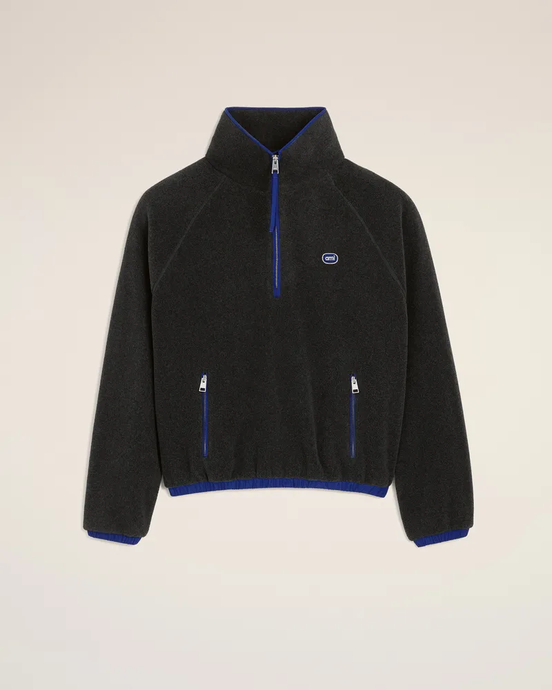 AMI Paris Graue Fleece-Vareuse mit Ami Patch Grau - Größe Unisex Kohlenstoffgrau