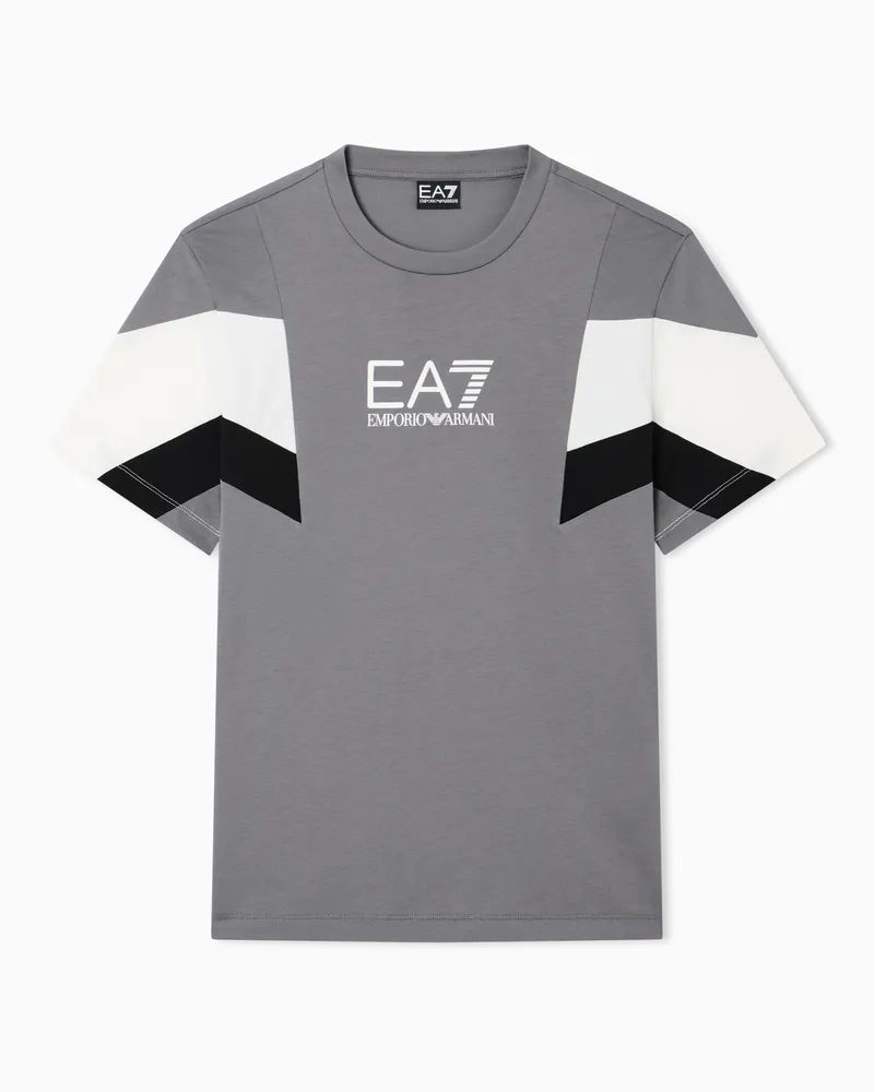 EA7 Summer Block T-Shirt mit Rundhalsausschnitt aus Baumwolljersey Grau