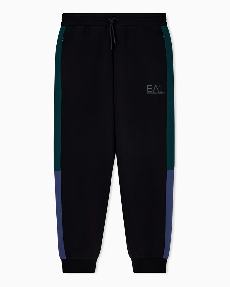EA7 ASV Athletic Colour Block Jogginghose aus einer Bio-Baumwollmischung Schwarz