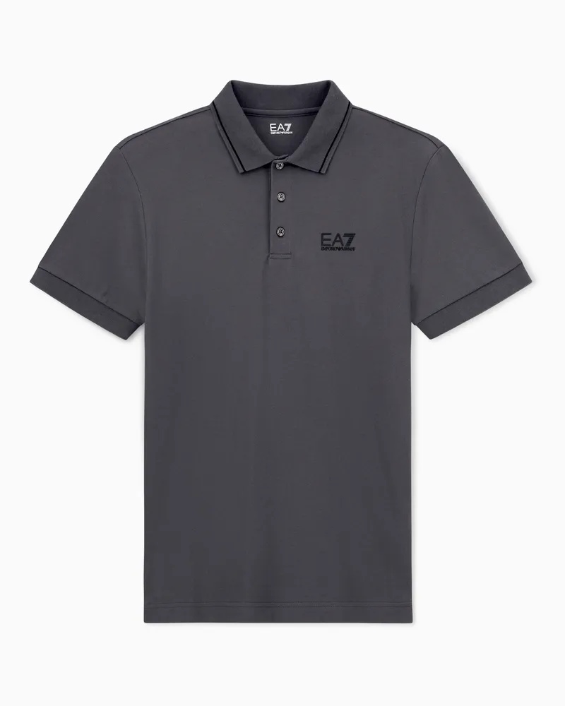 EA7 Core Identity Poloshirt aus Baumwollstretch-Pikee Grau