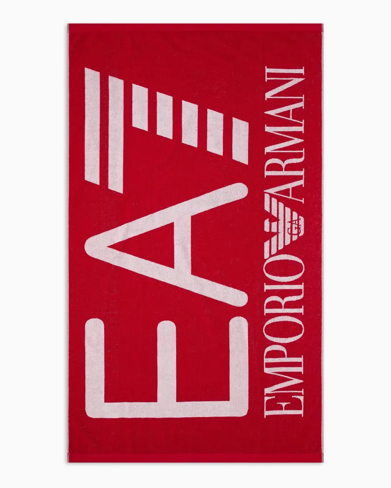 EA7 Strandtuch aus Baumwollfrottee Rot