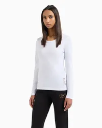 EA7 Core Lady Langarmshirt Aus Baumwollstretch Weiss