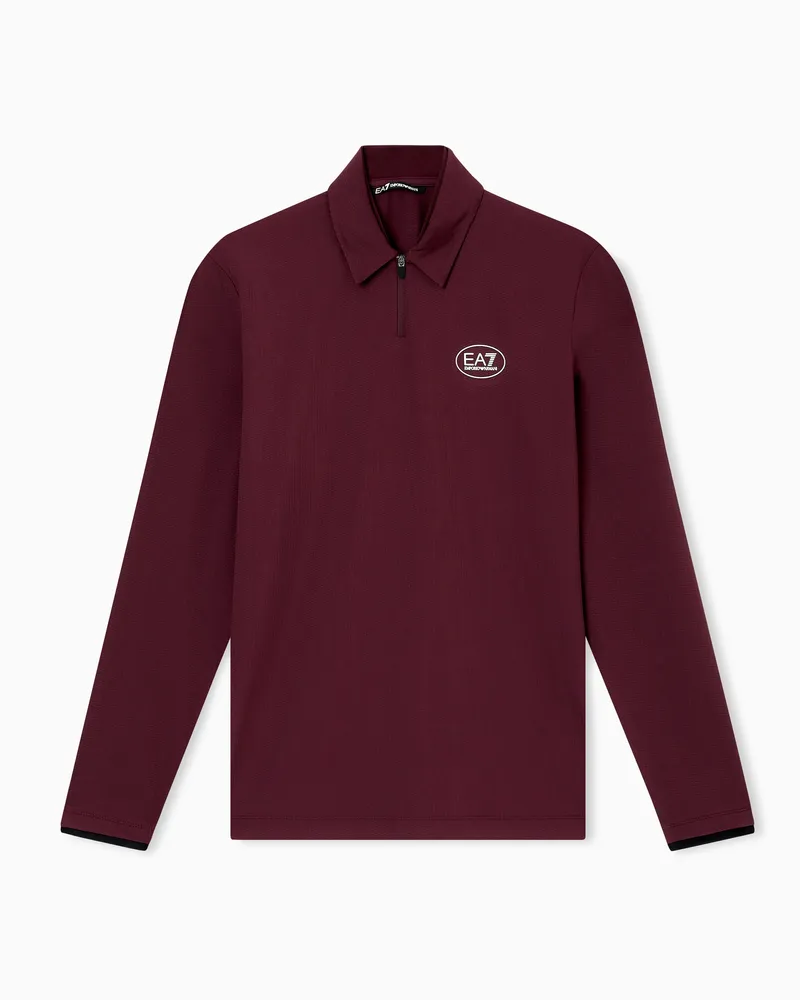 EA7 Golf Pro Langarm-Poloshirt aus VENTUS7-Funktionsgewebe Burgunderrot