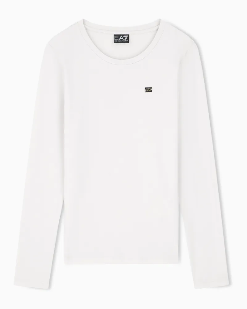 EA7 Stretchjersey Langarmshirt aus Baumwolle Core Lady Grau