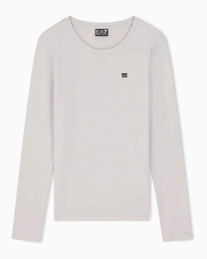 EA7 Stretchjersey Langarmshirt aus Baumwolle Core Lady Grau