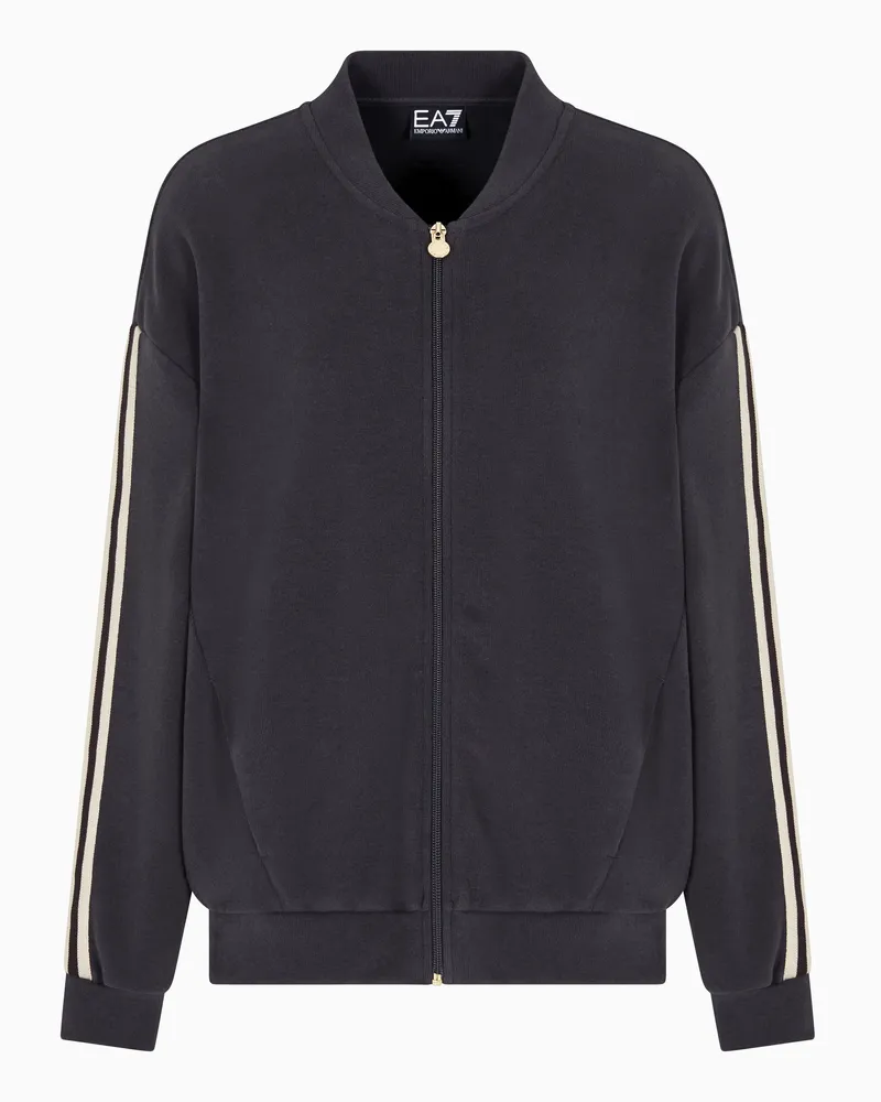 EA7 Sporty Forever Sweatshirt mit Reißverschluss aus Baumwollgemisch Braun