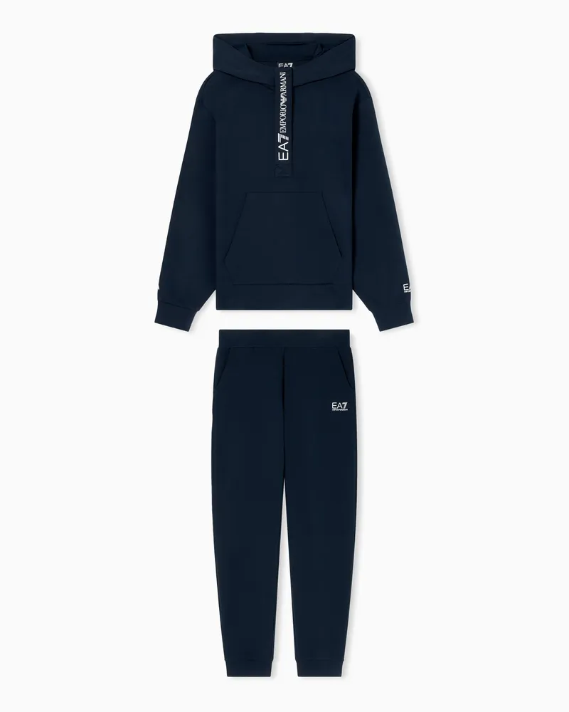 EA7 Trainingsanzug aus Baumwollstretch-Jersey mit Kapuze Marineblau
