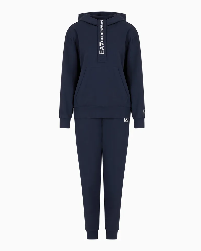 EA7 Trainingsanzug aus Baumwollstretch-Jersey mit Kapuze Marineblau