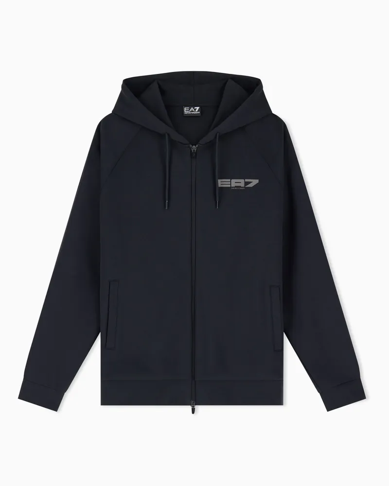 EA7 Kapuzenjacke Graphic Series mit Logo und Reißverschluss Schwarz
