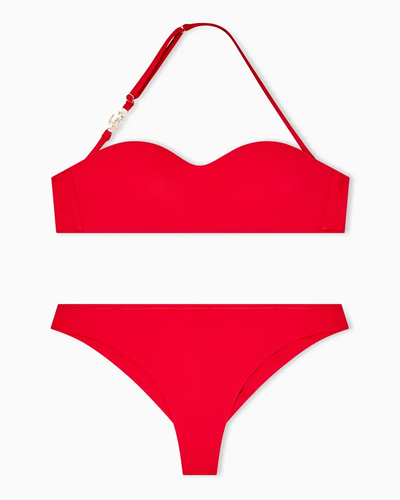 EA7 Bandeau-Bikini mit Logo Rot