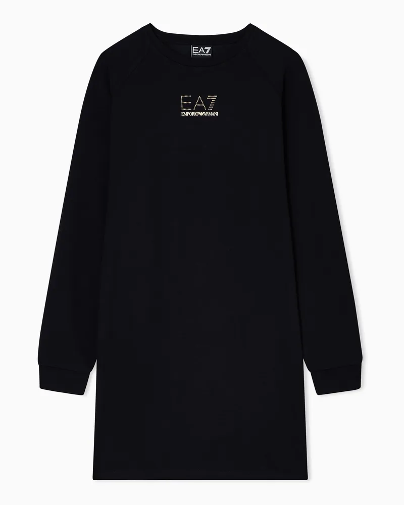 EA7 Kurzes Evolution Kleid aus einer elastischen Viskose-Mischung Schwarz