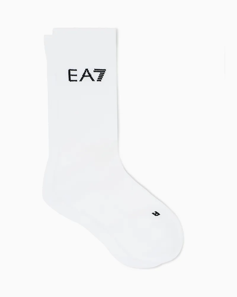 EA7 Gerippte Socken Tennis Pro aus einer Baumwollmischung Weiß