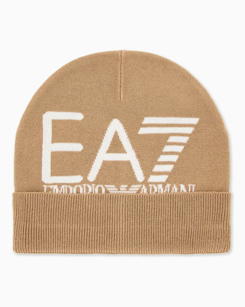 EA7 Visibility Beanie mit großem -Logo Braun