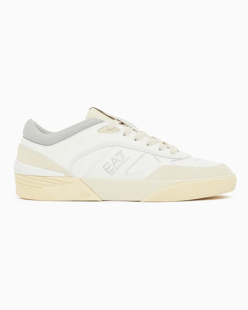 EA7 OTG Pride Luxe Ledersneaker mit Veloursledereinsätzen Grau