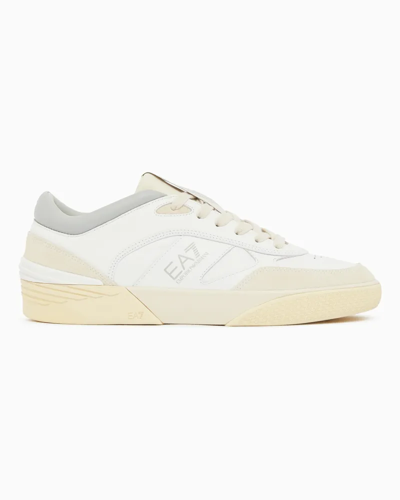 EA7 OTG Pride Luxe Ledersneaker mit Veloursledereinsätzen Grau