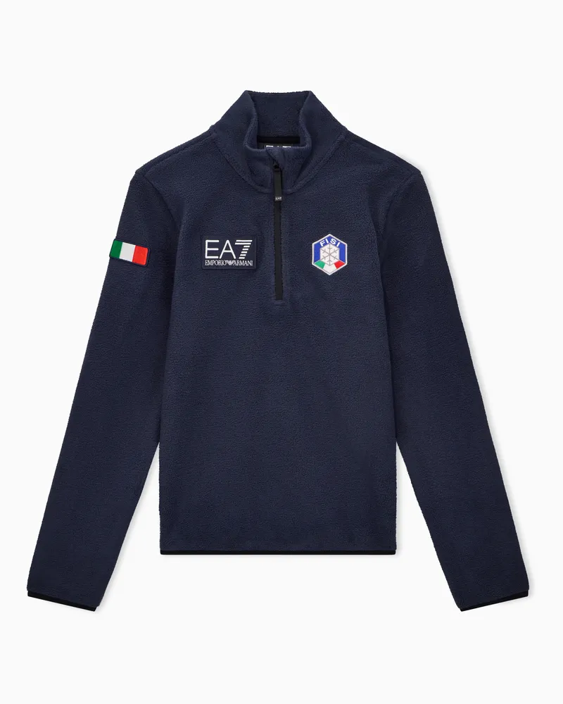 EA7 Technischer Ski-Fleecepullover der FISI-Kollektion Blau