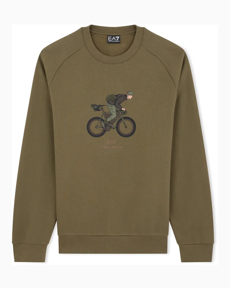 EA7 Sweatshirt Graphic Series aus Baumwolljersey mit Frontprint Grün