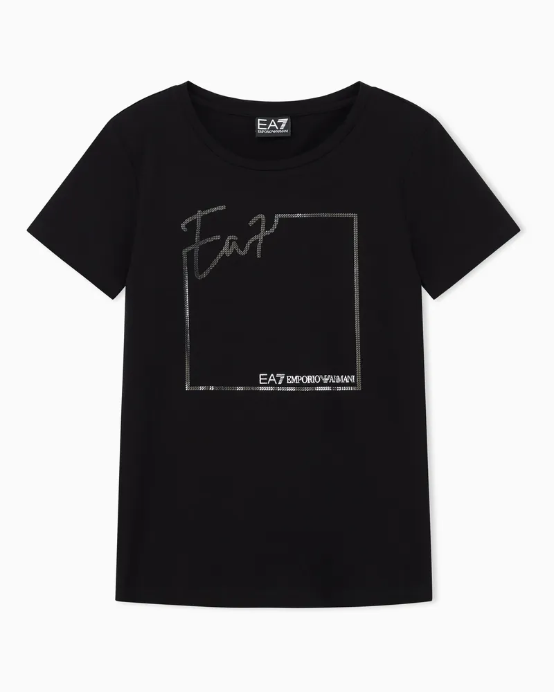 EA7 T-Shirt Logo Series schmal geschnitten aus Baumwolljersey Schwarz