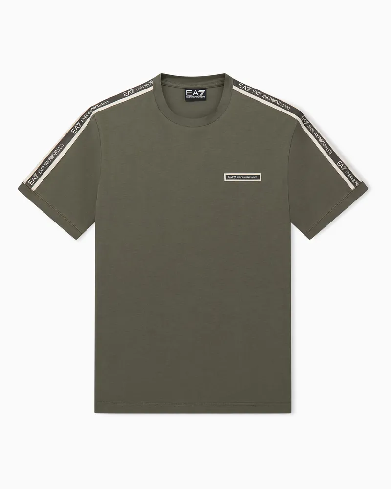 EA7 Regular Fit Baumwoll-T-Shirt Logo Series mit Logo-Band Grün