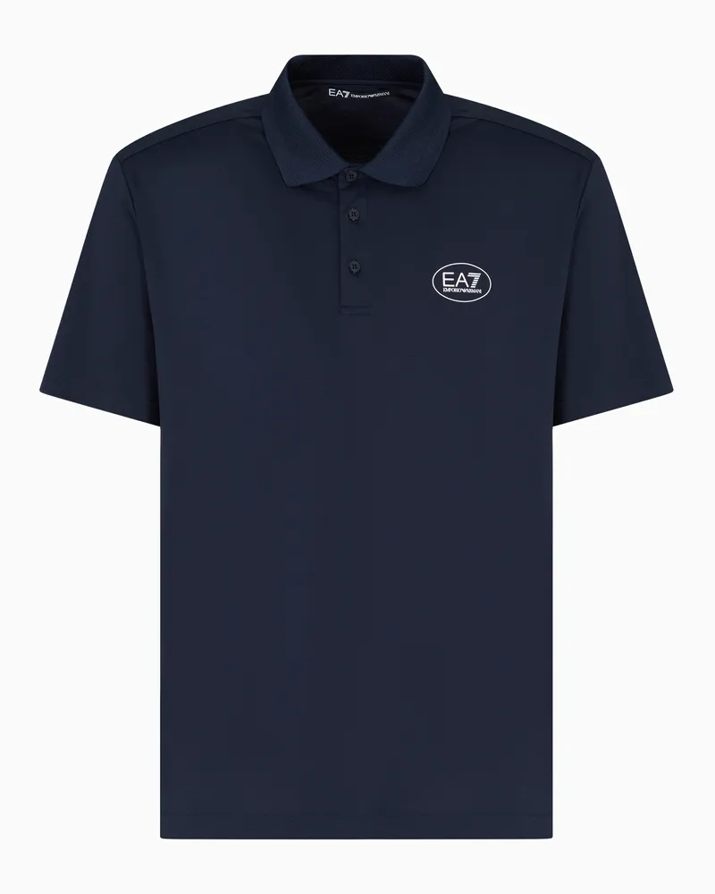 EA7 Tennis Club Jersey-Poloshirt aus Viskose-Mischung Marineblau