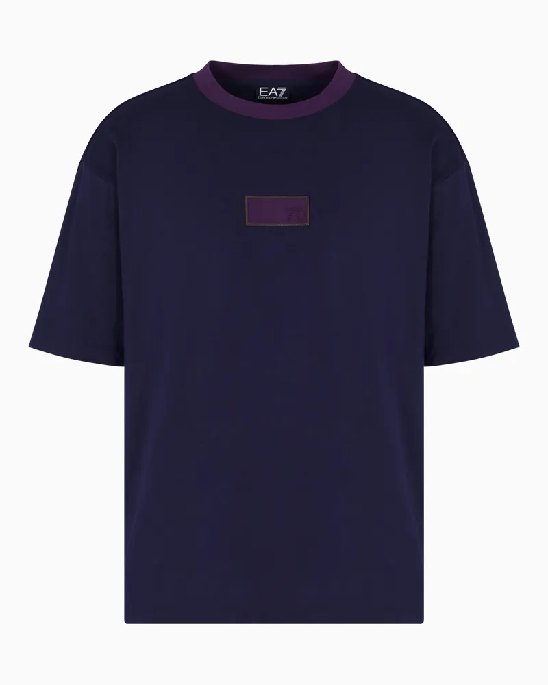 EA7 7.0 T-Shirt mit Rundhalsausschnitt aus Baumwolljersey Blau