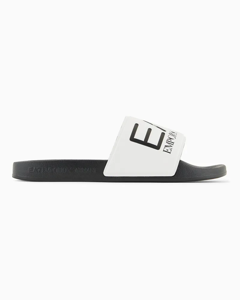 EA7 Pantolette mit großem Logo und rutschfester Gummisohle Weiß