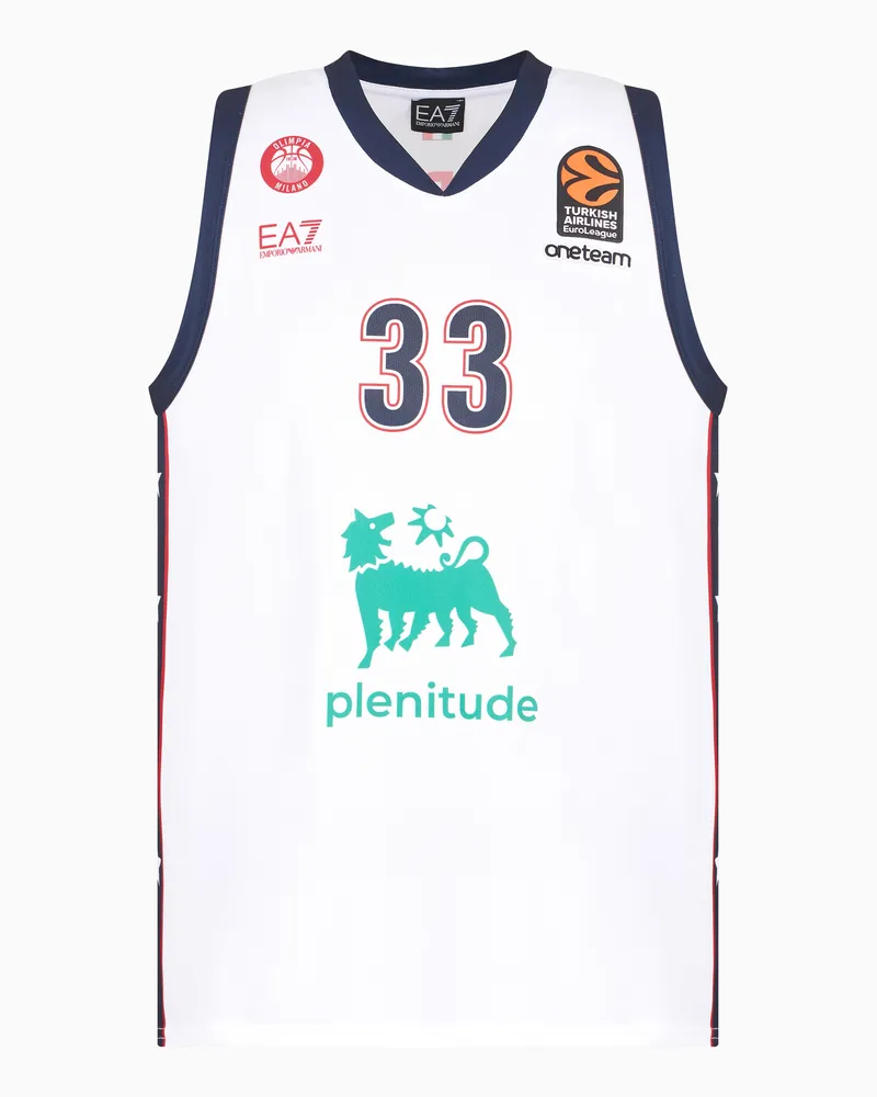 EA7 Replika-Trikot der Olimpia Milano Euroleague 24/25 Weiß